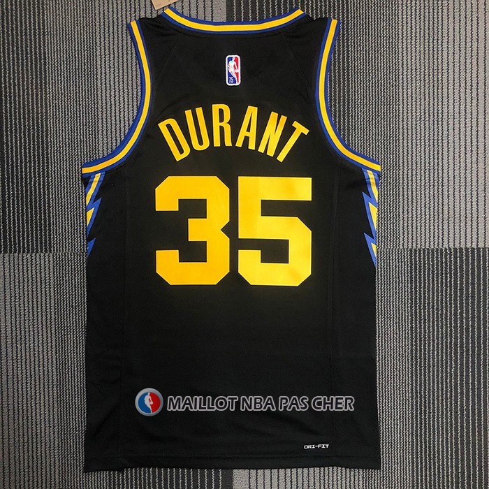 Maillot Golden State Warriors Kevin Durant NO 35 Ville 2021-22 Noir